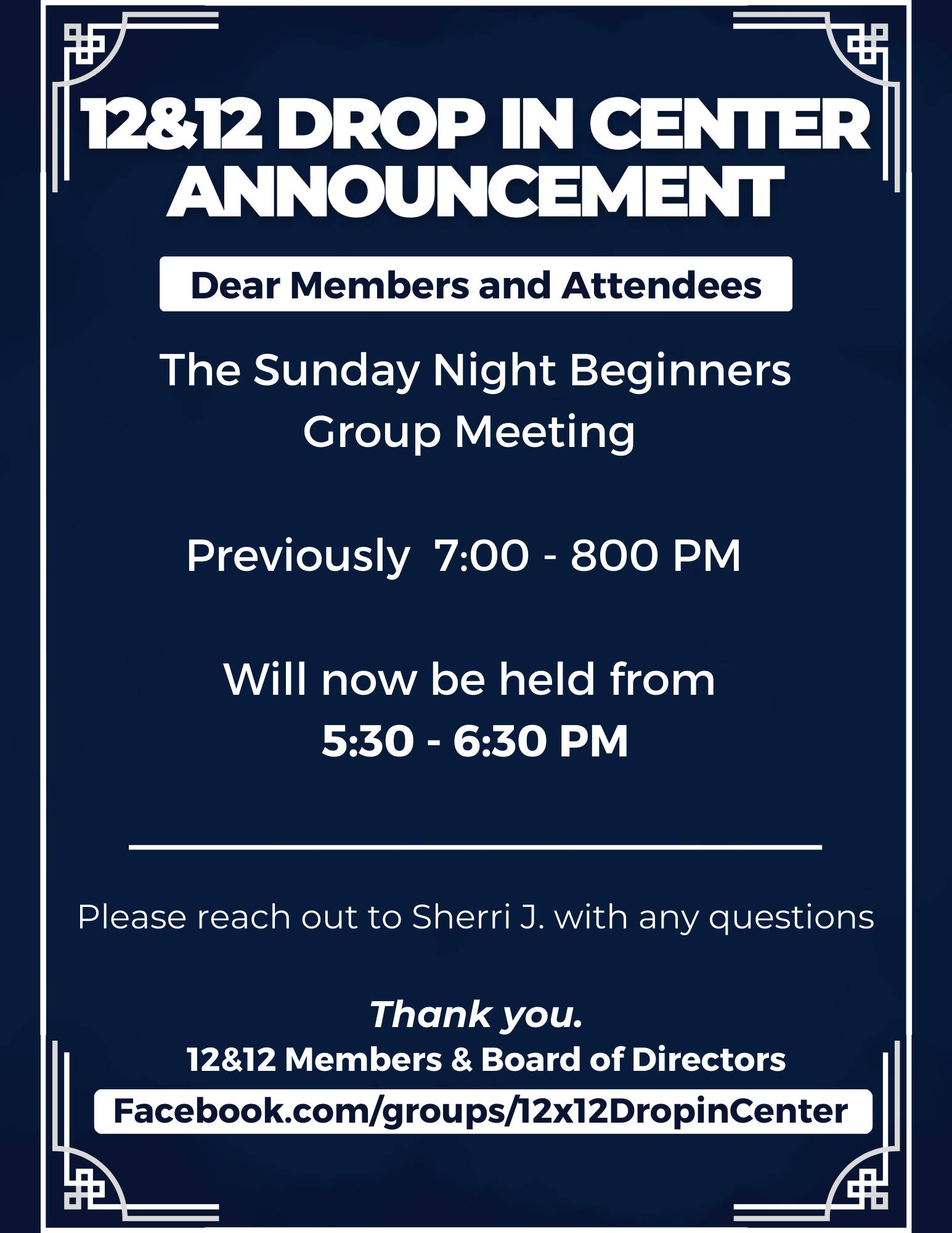 Sunday Night Meeting Time Change